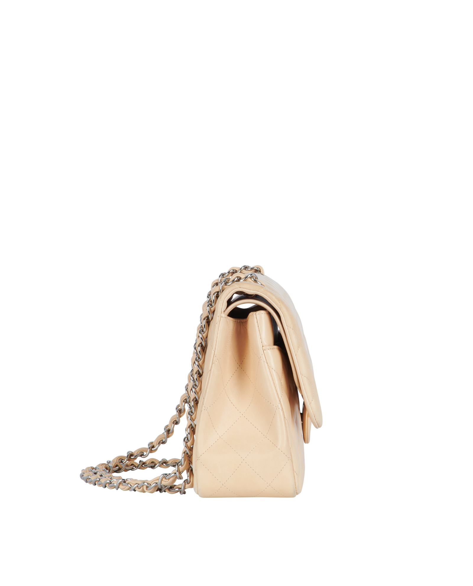 Jumbo Double Flap, &pound;3,800, Handbags, Beige, Lambskin Leather, Side view